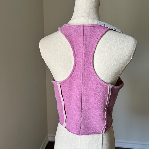 NWT Urban Outfitters Large Purple Raw Hem Fleece Crop Tank Top - Picture 3 of 15